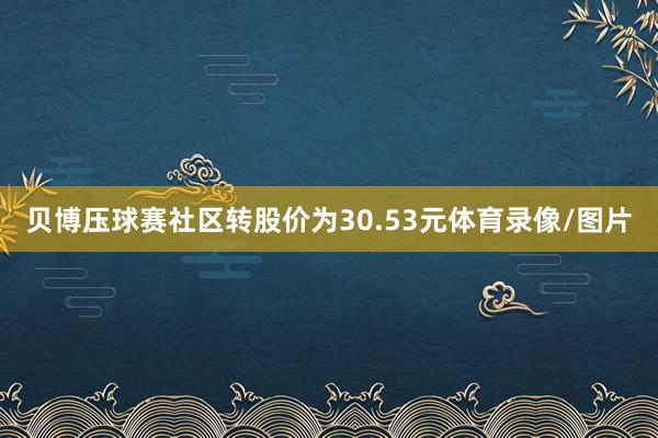 贝博压球赛社区转股价为30.53元体育录像/图片